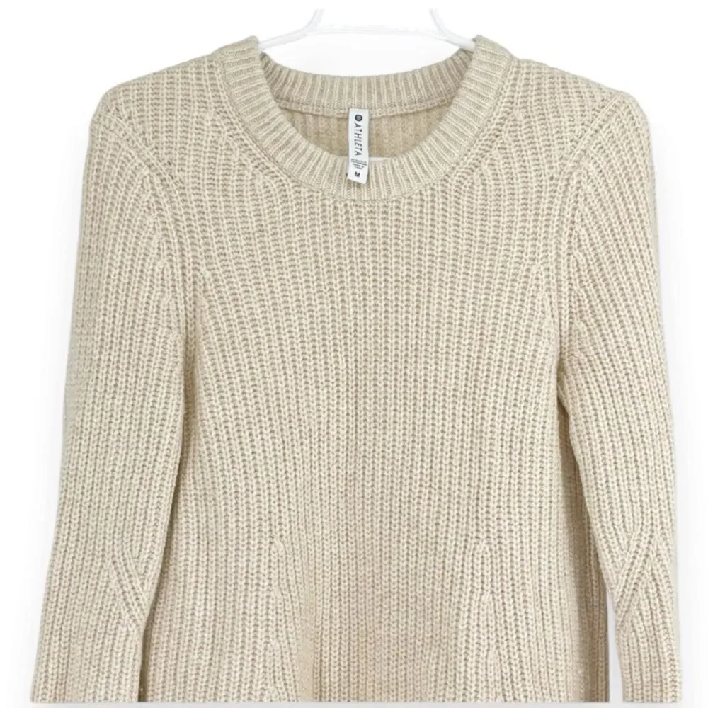 ATHLETA SIERRA CREW NECK WOOL BLEND SWEATER CREAM Size M